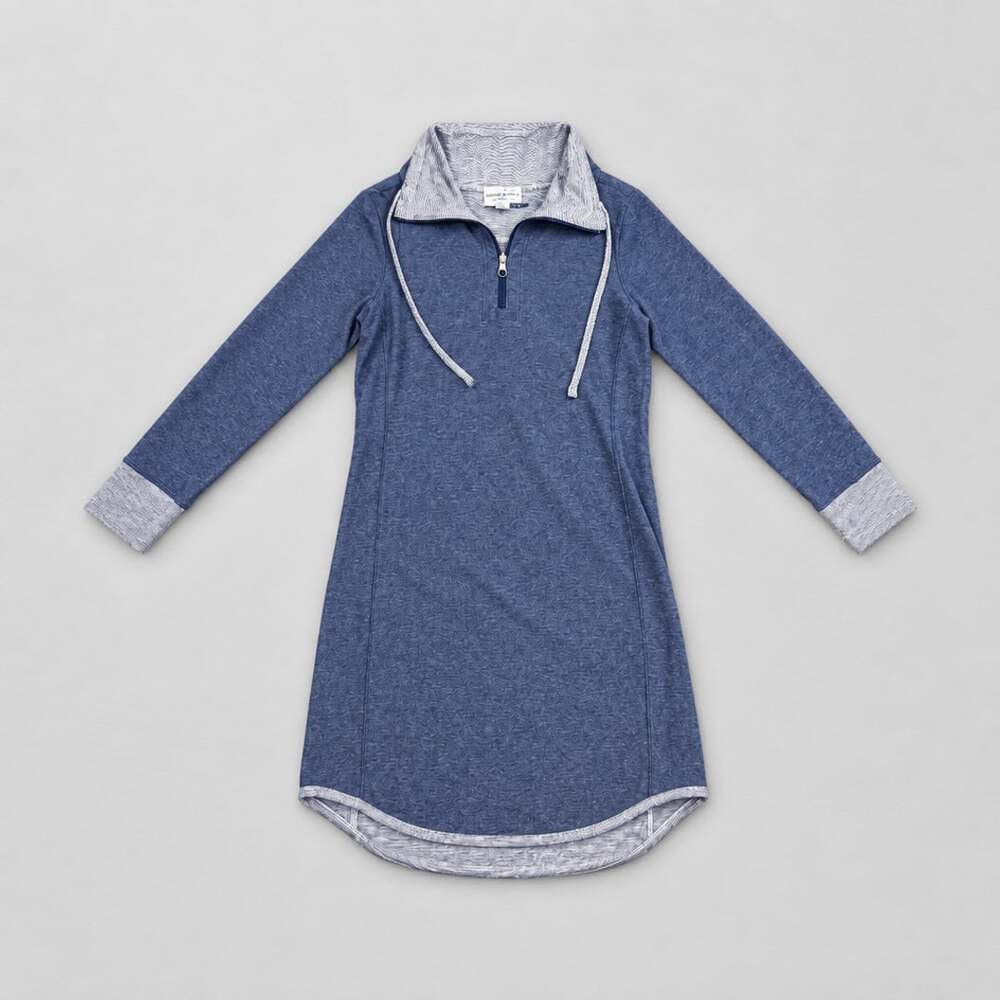 Tommy Bahama Flip Side Reversible Dress Size S Blue Long Sleeve
